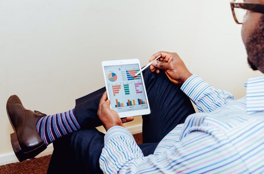 man reading graph