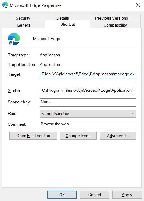 Microsoft Edge Shortcut