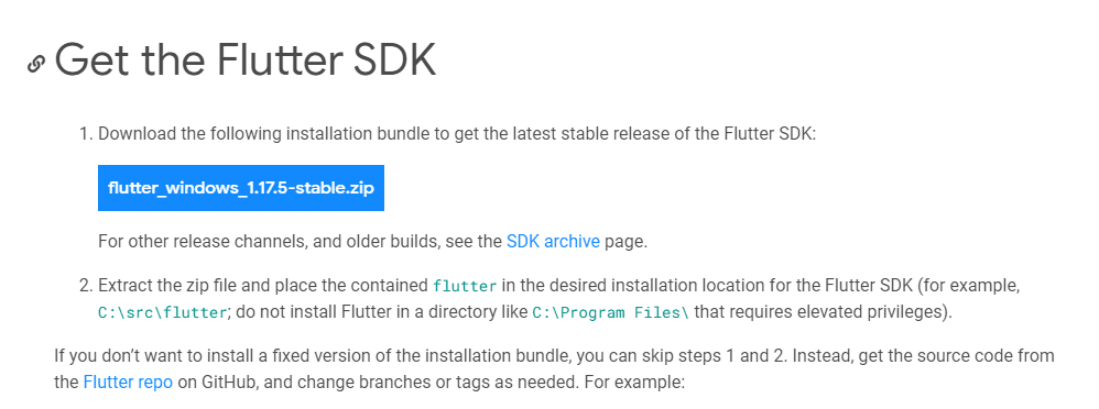 get Flutter SDK