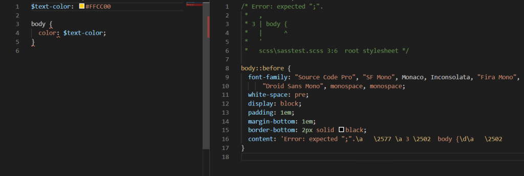 ตัวอย่างเมื่อมี error