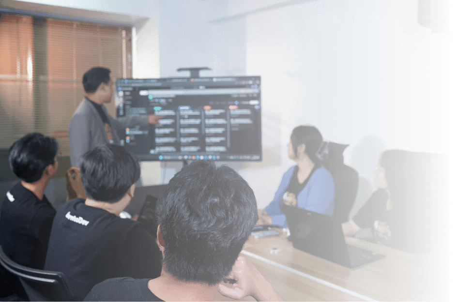 ทีม BorntoDev ประชุมร่วมกันหน้าจอข้อมูล