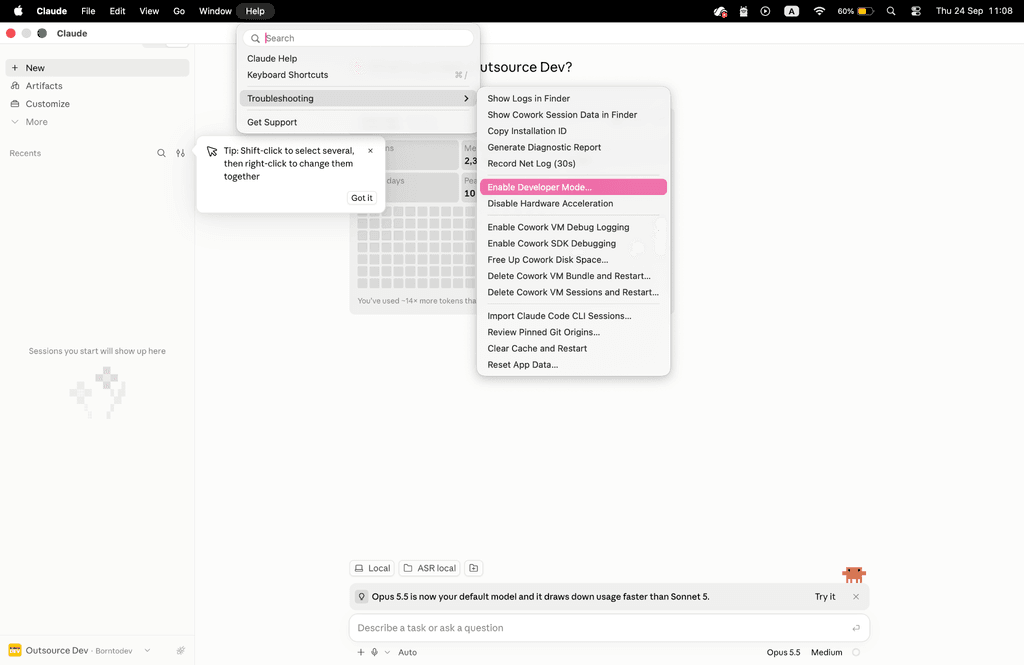 เปิด Developer Mode ใน Claude Desktop