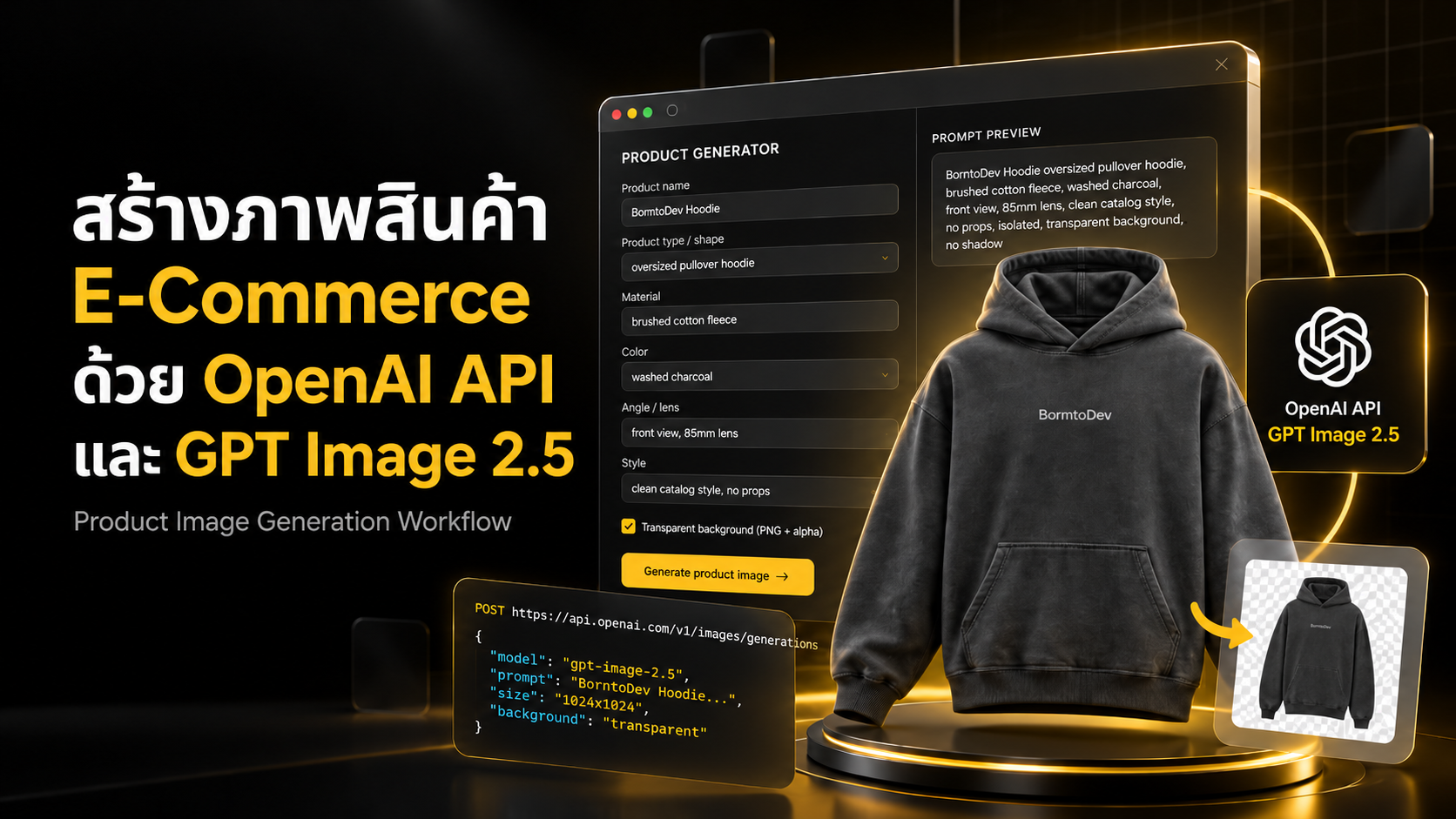 สร้างภาพสินค้าด้วย AI สำหรับ E-Commerce ด้วย OpenAI API และ GPT Image 2.5