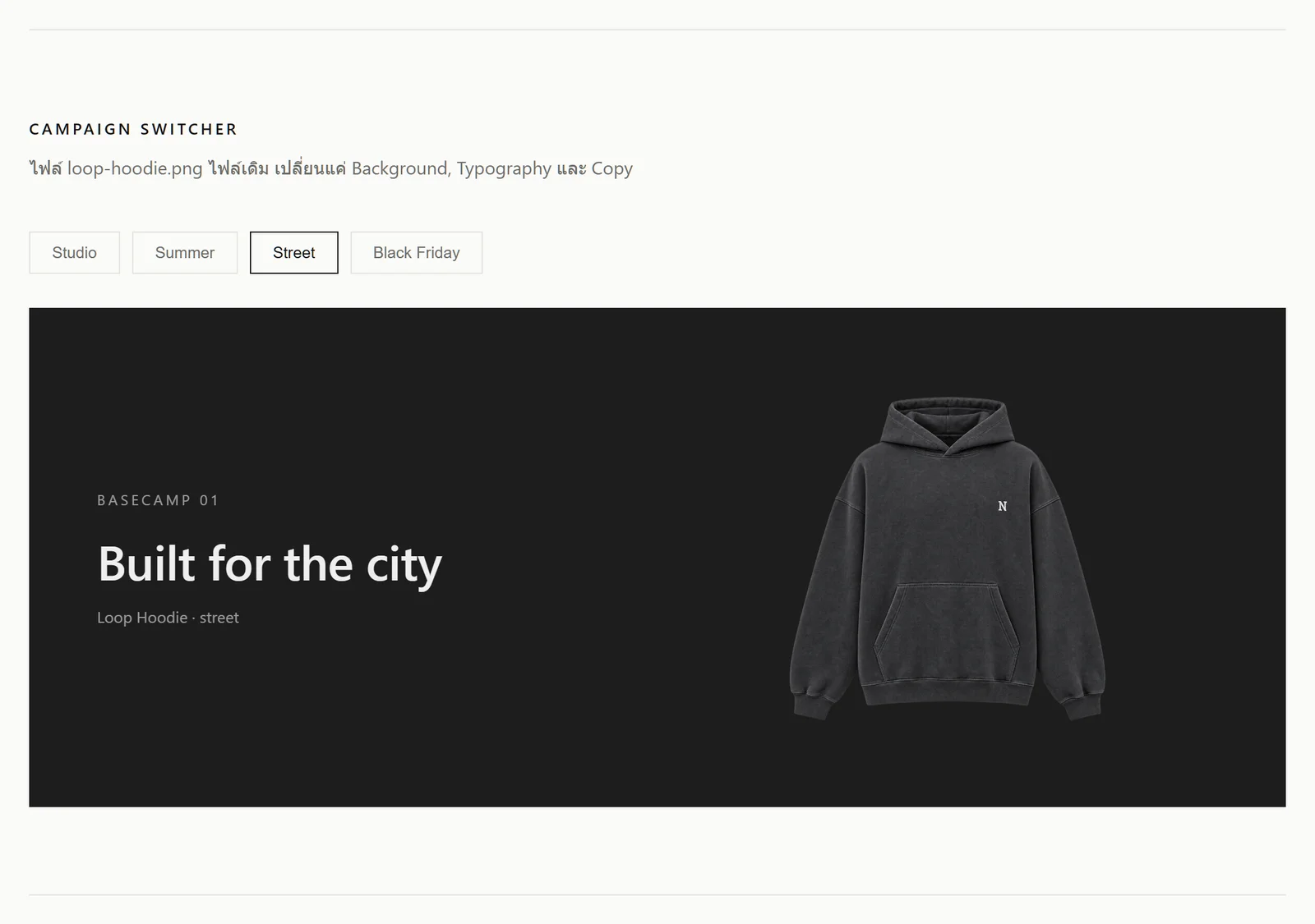 รูปที่ 8 Campaign Street ใช้ Asset ไฟล์เดิม Shape ไม่เพี้ยน